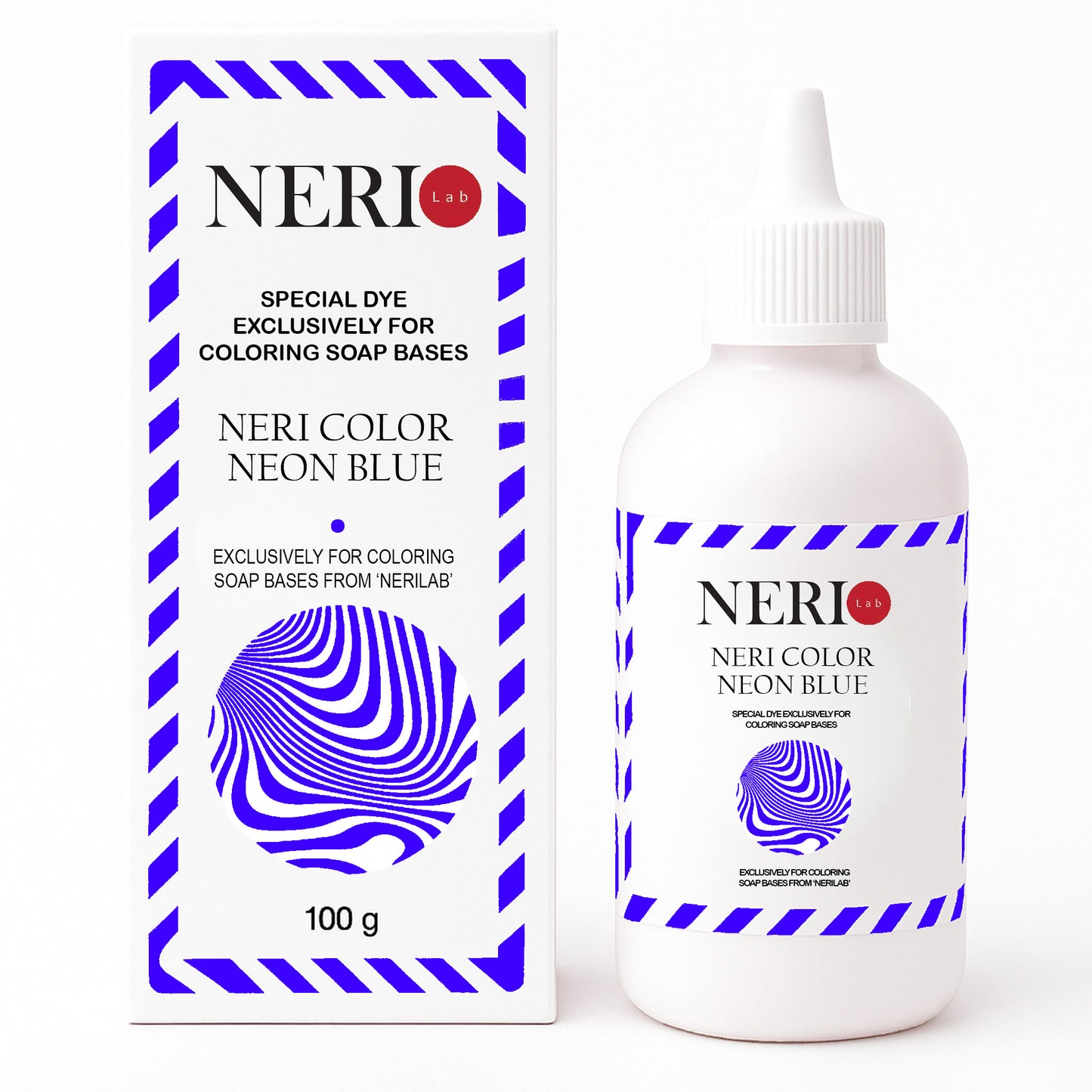 Neon blue soap colorant NERI COLOR for melt and pour soap with bright glowing blue finish
