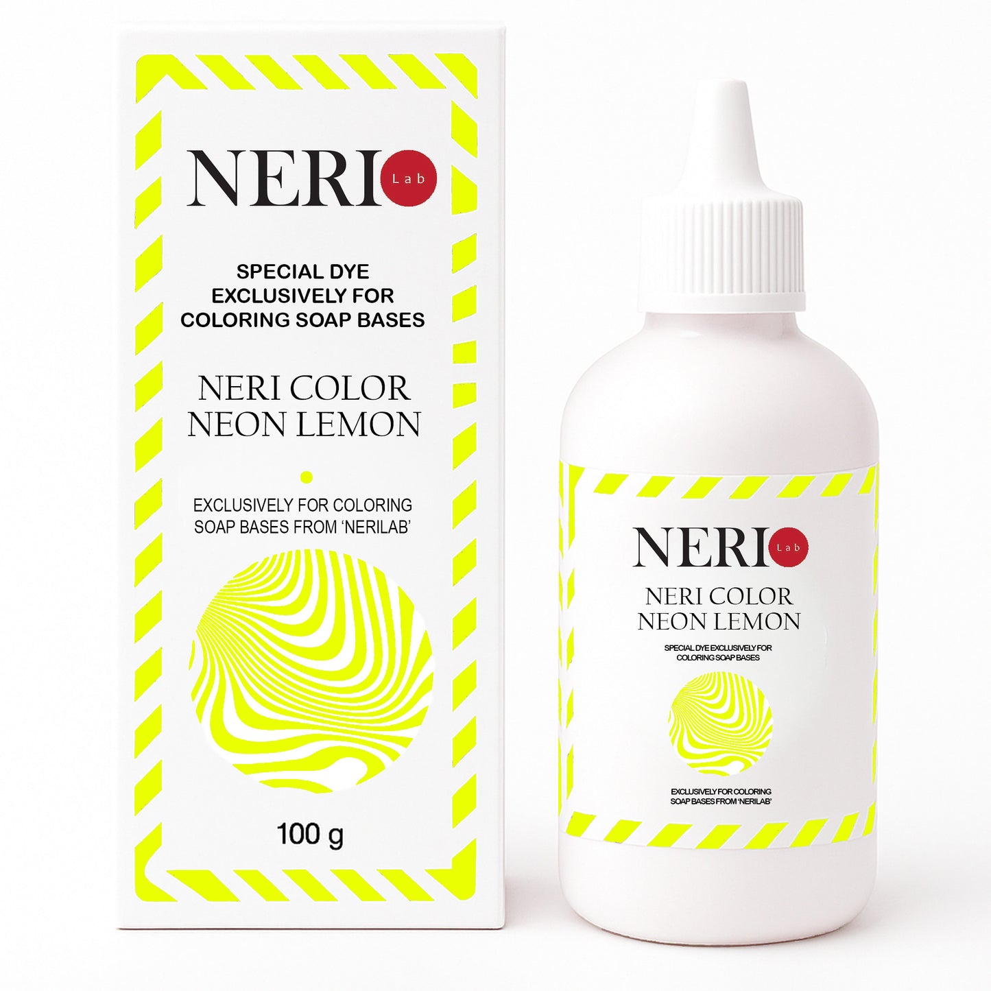 Neon lemon yellow soap colorant by NERI COLOR for melt and pour soap, glowing fluorescent effect