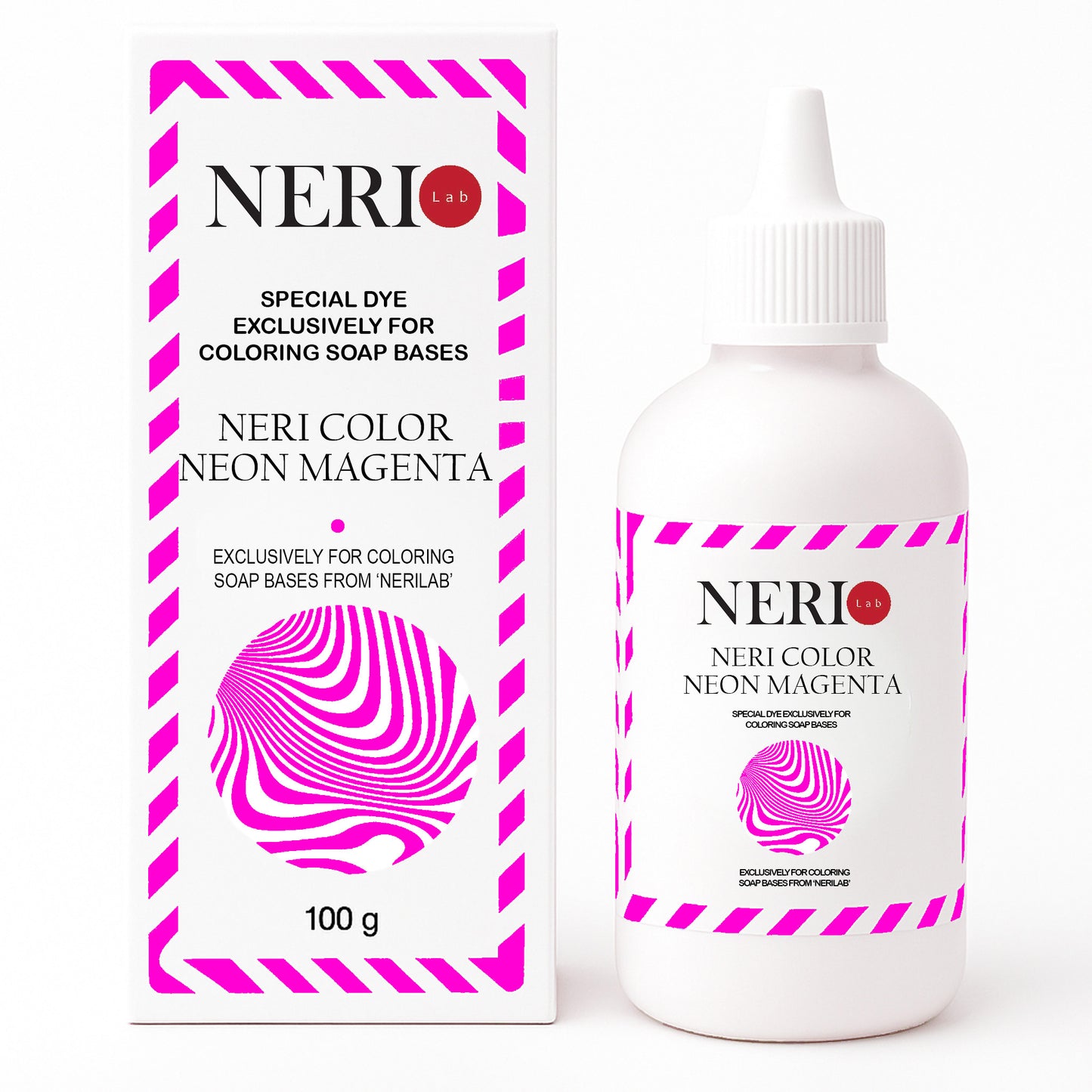 Neon magenta soap colorant by NERI COLOR for artistic melt and pour soap with intense fluorescent color