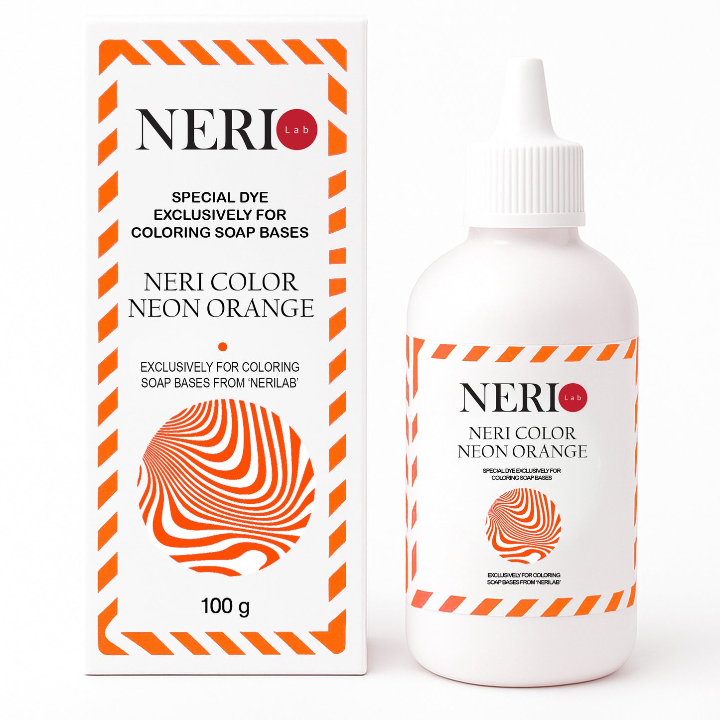 Fluorescent neon orange soap colorant by NERI COLOR for bold melt and pour soap designs