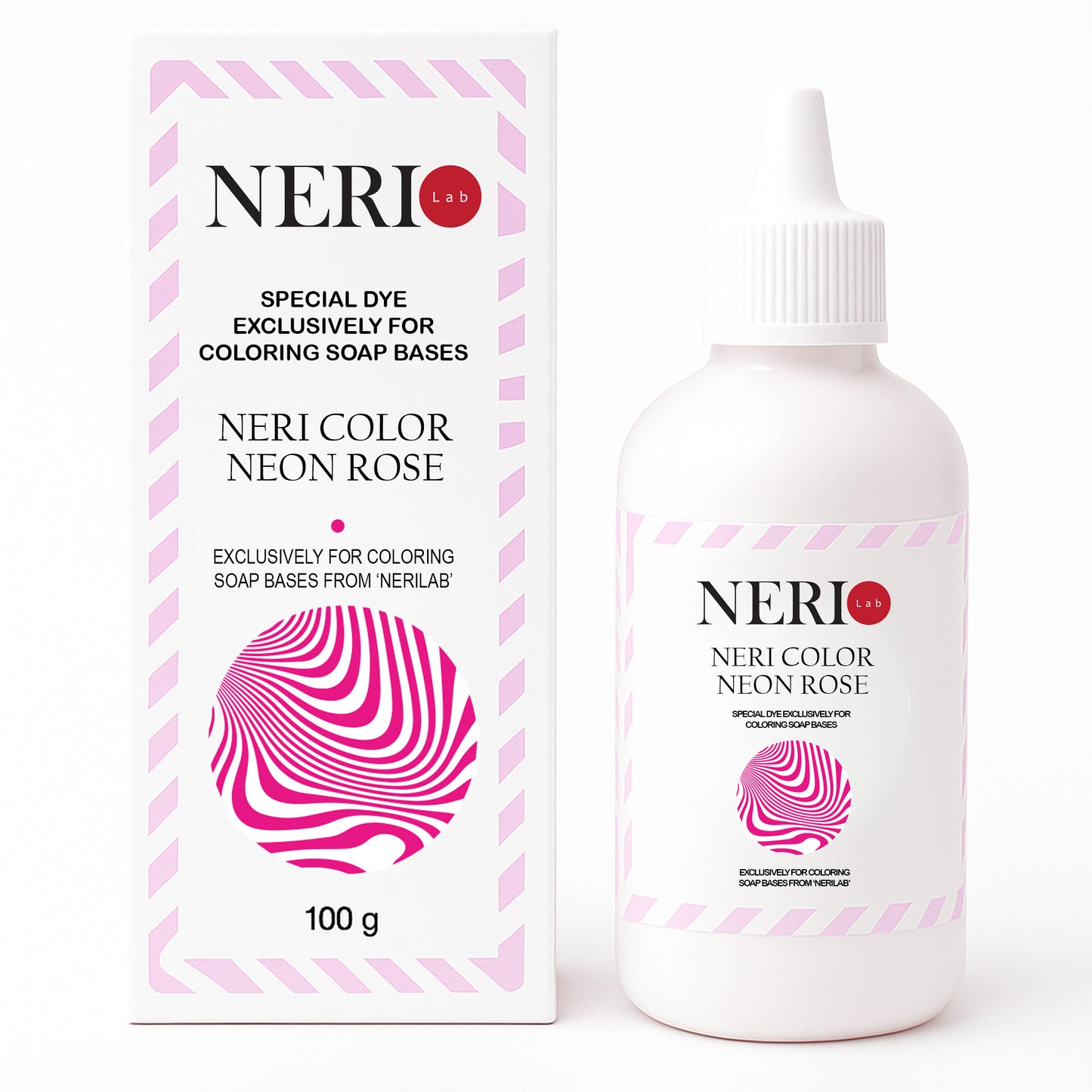 Neon rose pink soap colorant NERI COLOR for melt and pour soap base with vivid glowing tone